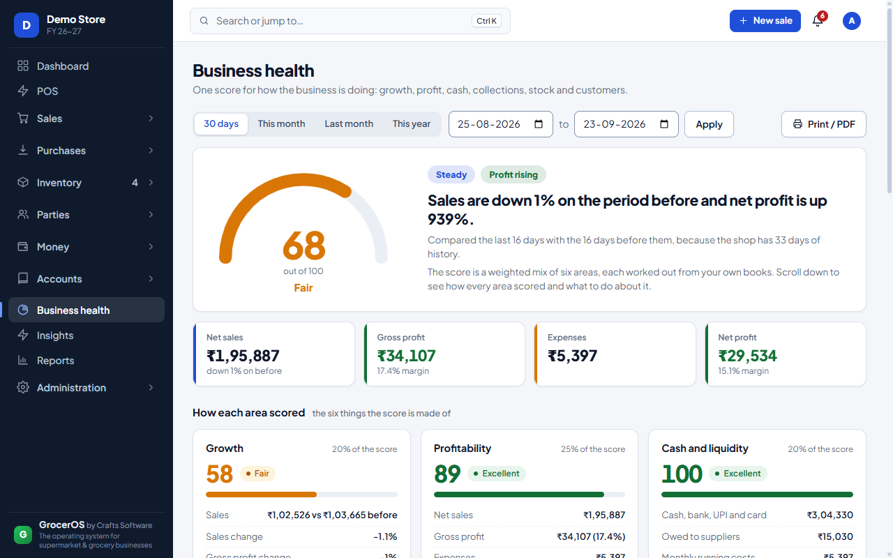 Grocer OS – Smart Supermarket & Grocery ERP with Business Insights — screenshot 2