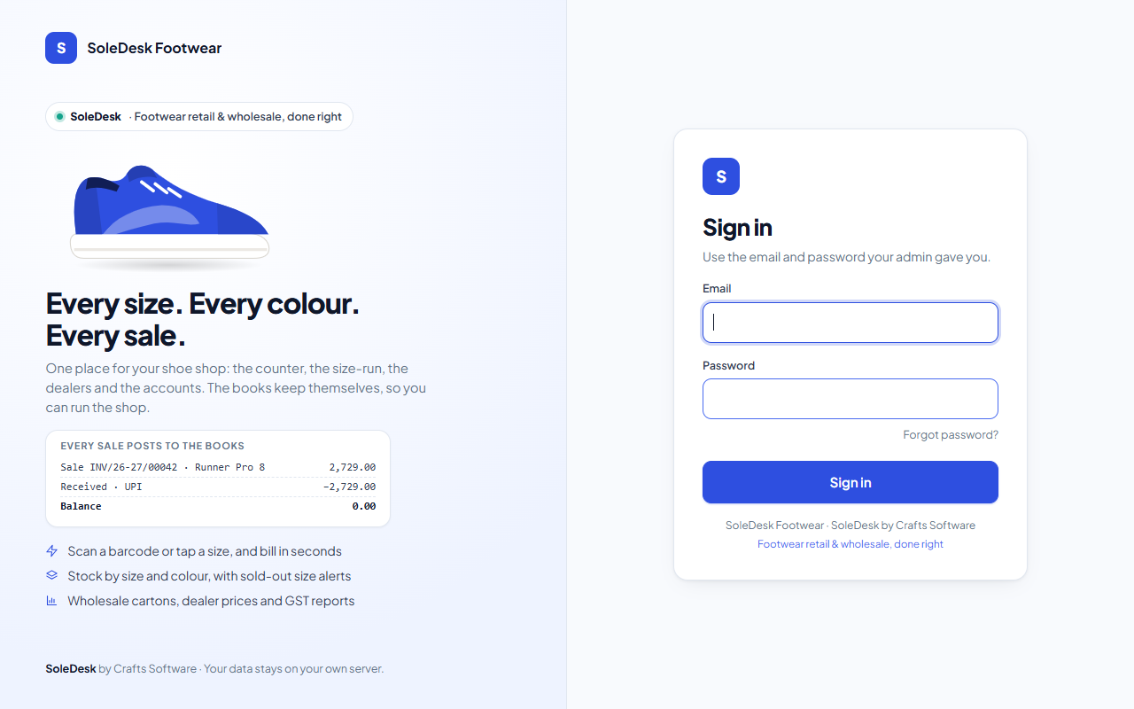 SoleDesk — An Intelligent POS & ERP System for Footwear Businesses — screenshot 2