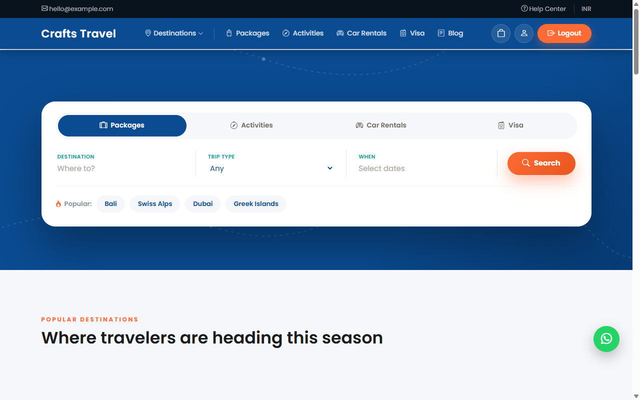 Crafts Travel Portal – Complete Tours & Travels Booking System Packages, Visa, Cars, Activities — screenshot 7
