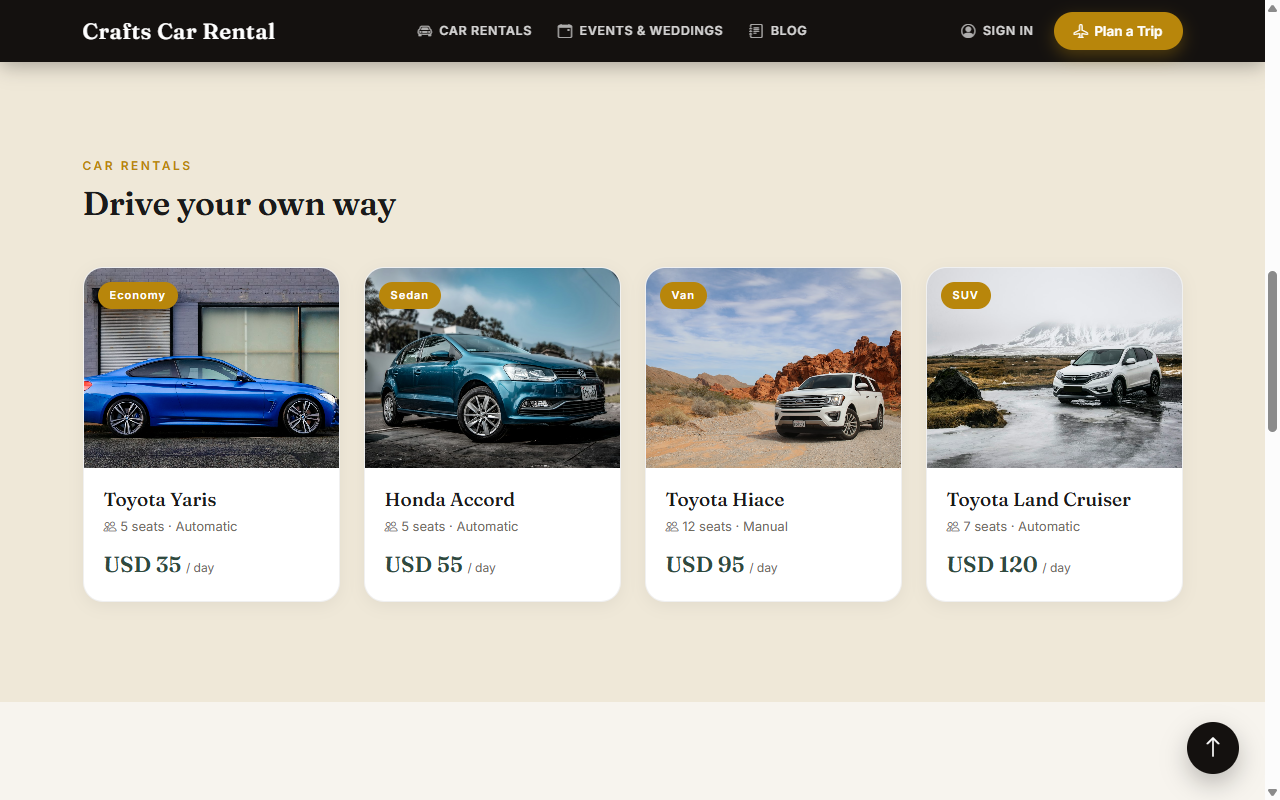 Crafts Car Rental ERP | Online Booking and Rental Business Management Software — screenshot 2