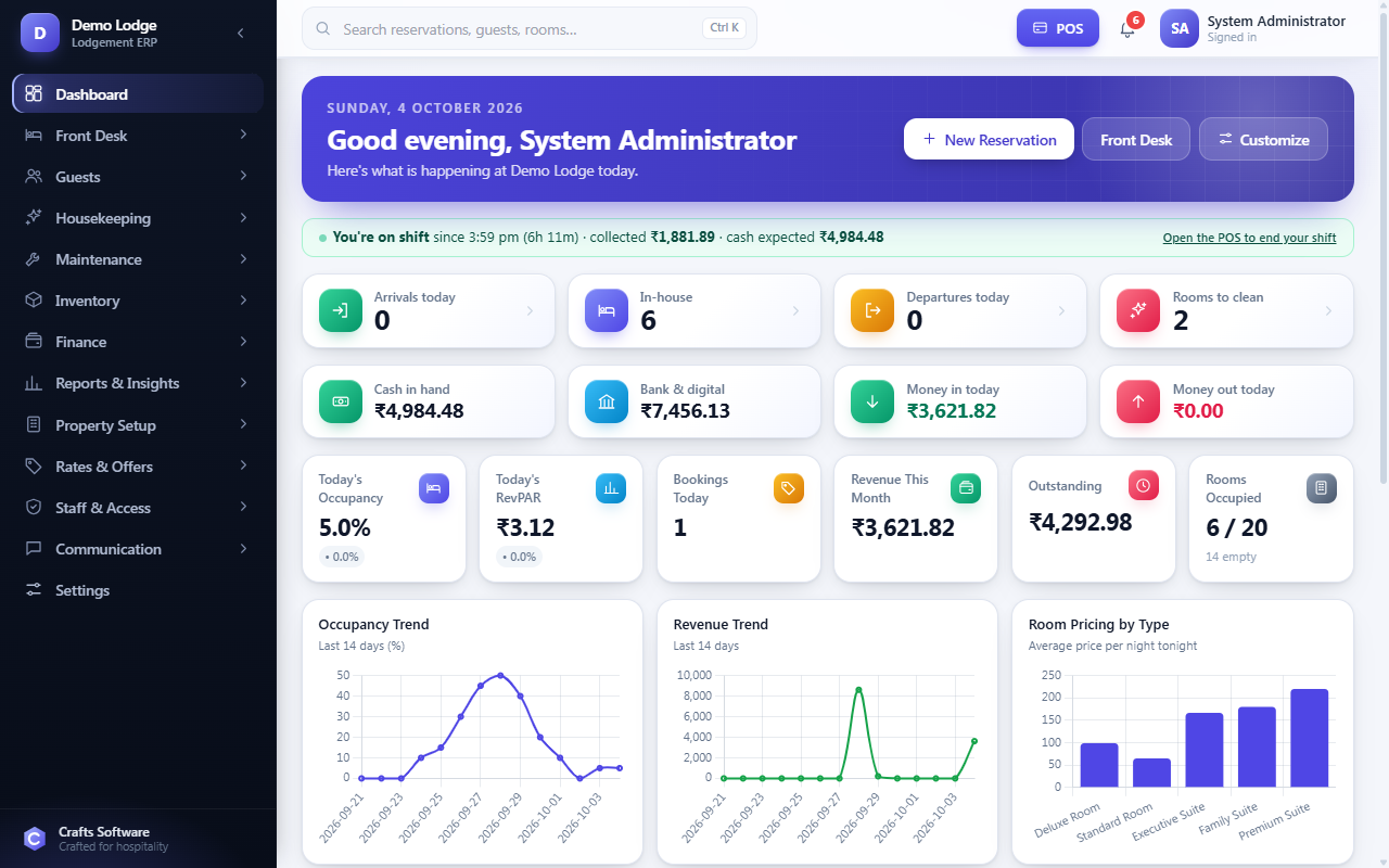 Lodge ERP – Complete Lodge Management, POS, Inventory & Maintenance ERP — screenshot 1