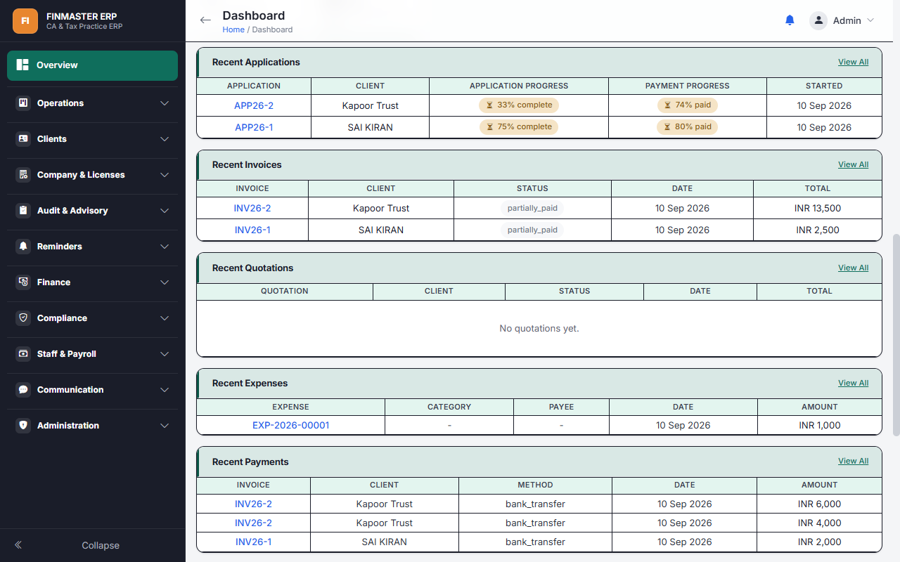 FinMaster ERP — Complete CA & Tax Practice Management Software — screenshot 6