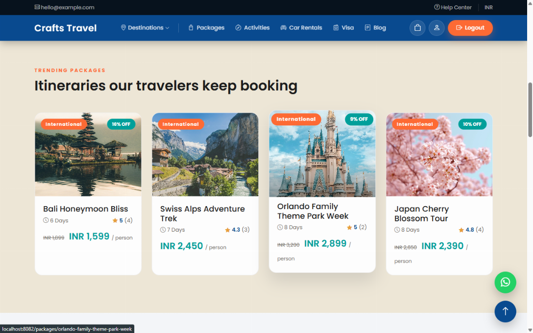 Crafts Travel Portal – Complete Tours & Travels Booking System Packages, Visa, Cars, Activities — screenshot 8