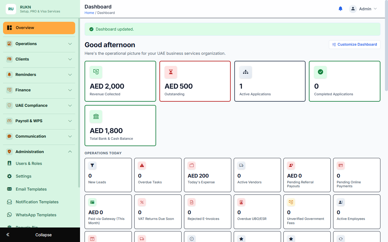 Rukn — The Complete ERP for UAE Business Setup & PRO Firms — screenshot 3