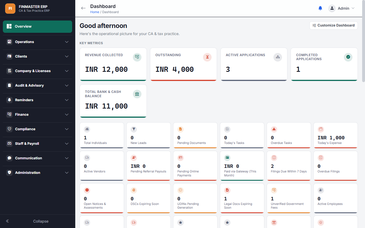 FinMaster ERP — Complete CA & Tax Practice Management Software — screenshot 4