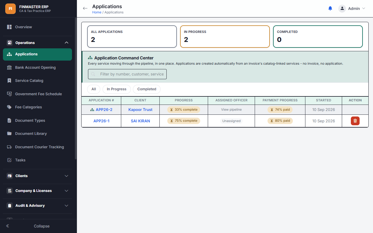 FinMaster ERP — Complete CA & Tax Practice Management Software — screenshot 2