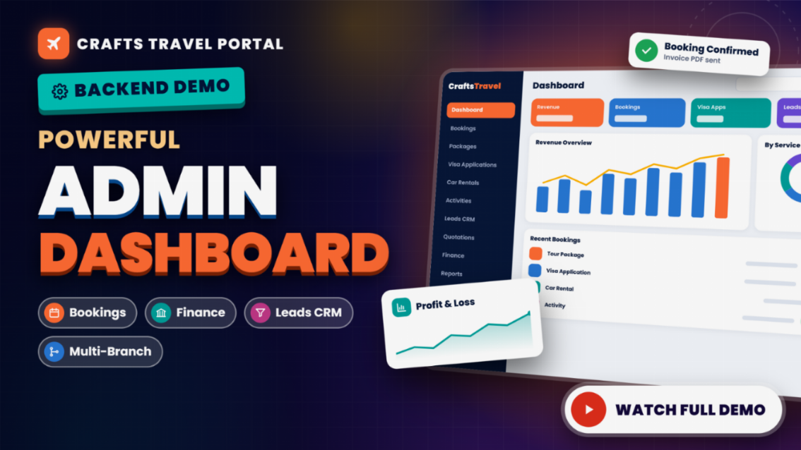 Crafts Travel Portal – Complete Tours & Travels Booking System Packages, Visa, Cars, Activities — screenshot 3