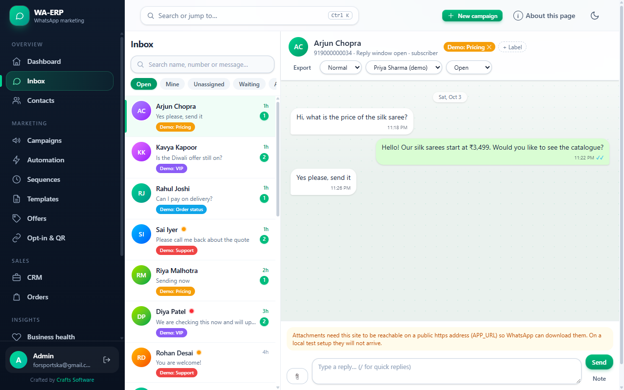 WhatsApp No.1 Bulk Marketing ERP | Complete WhatsApp Marketing Automation & CRM | WA-ERP — screenshot 2