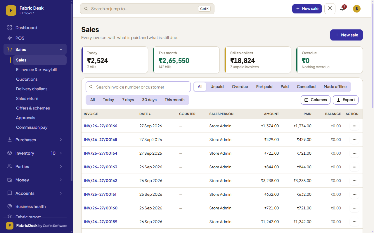 FabricDesk ERP | The Intelligent Fabric Shop Management System — screenshot 7