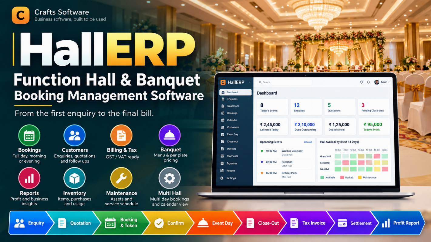 HallERP - Advanced Function Hall and Banquet Booking Management Software